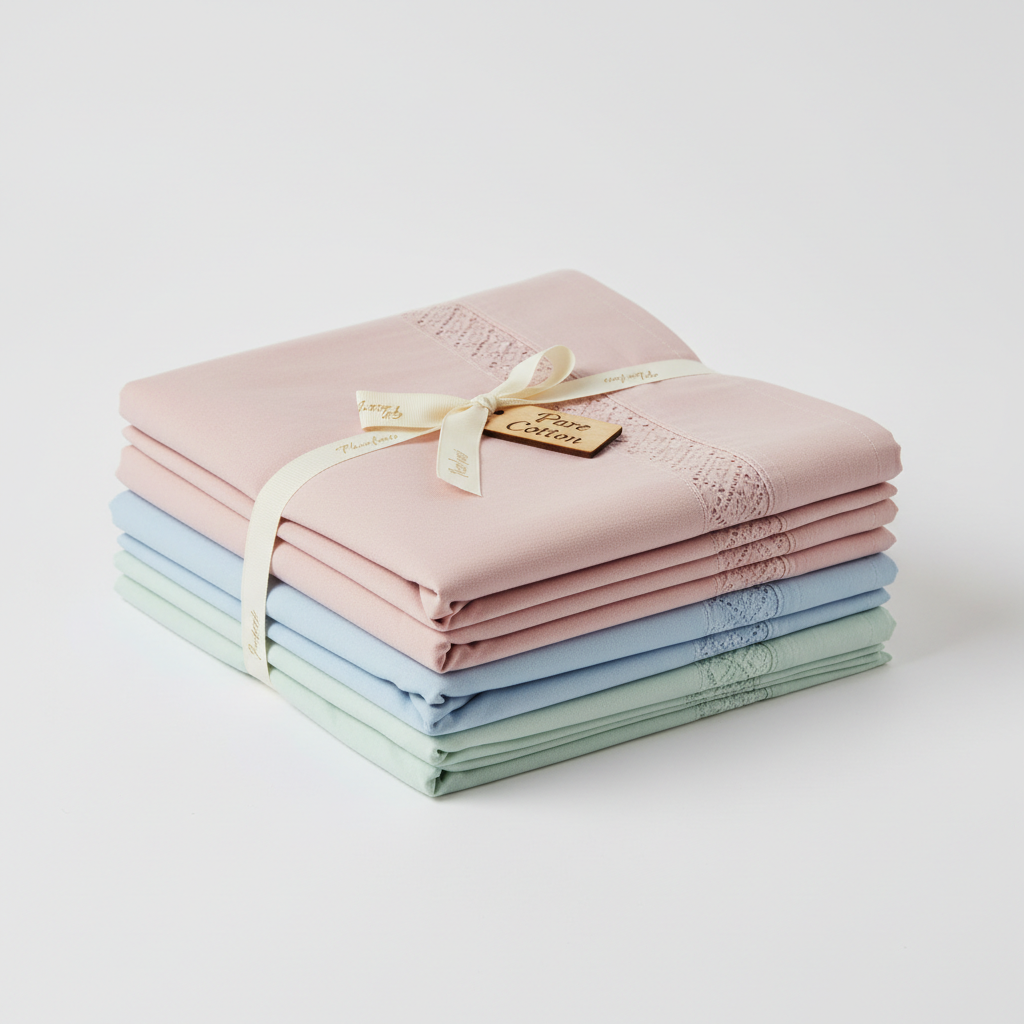 Cotton Bed Sheet Set in soft pastel colors