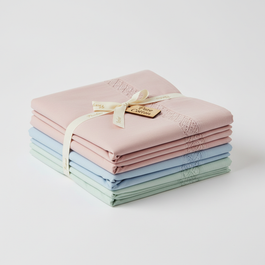 Cotton Bed Sheet Set in soft pastel colors